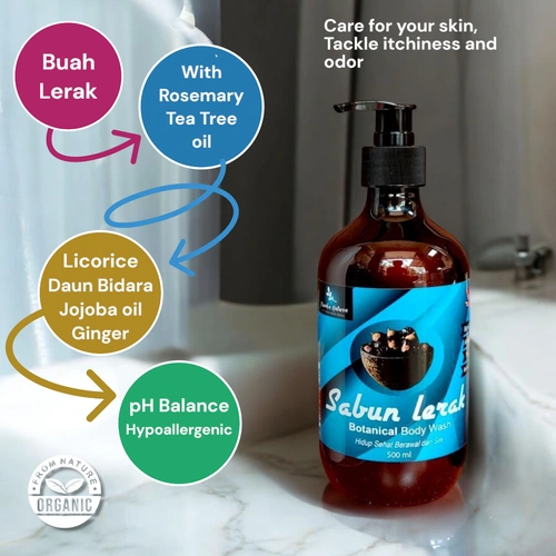 Botanical Hair & Body Wash Lerak Herbal | Sabun Mandi & Shampoo Alami | No SLS